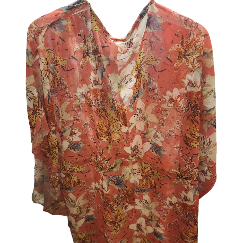 West Loop One Size Women's Floral Cover Up Beach Pink Multicolor